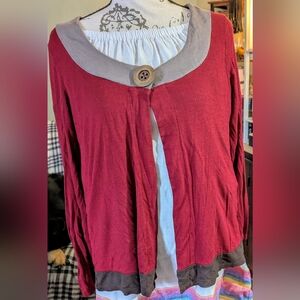 EUC 🌟 BODEN 🌟 1 Button 🔘 Lt. Weight Cardi 🔥Maroon/Grey/Brown🔥 US sz 12/L